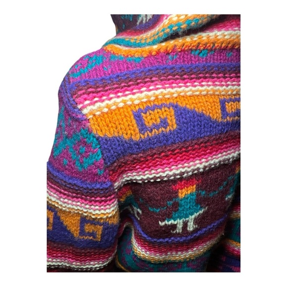 RARE H&M Designer Inspired Wool Aztec Boho Turtleneck Sweater Sz 10 - Picture 10 of 15
